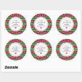 Sticker Rond Cuisine Motif Pink & Green (Feuille)