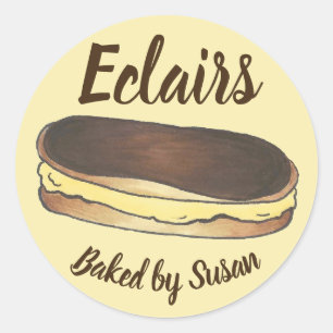 Sticker Rond Cuisiné Par Pâtisserie Eclair Maison Personnalisée