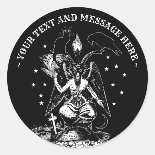Sticker Rond Cuisine personnalisée Baphomet gothique (Devant)