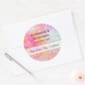 Sticker Rond Cuisine rose et orange Abstraite aquarelle (Enveloppe)