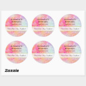 Sticker Rond Cuisine rose et orange Abstraite aquarelle (Feuille)