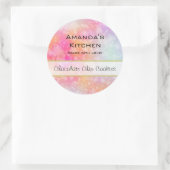 Sticker Rond Cuisine rose et orange Abstraite aquarelle (Sac)