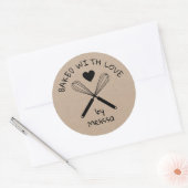 Sticker Rond Cuisine Rustique Cuisine Kraft Whisk Cuit Avec Amo (Enveloppe)