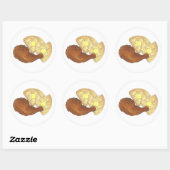 Sticker Rond Cuisine soule classique Poulet frit et gaufres Din (Feuille)