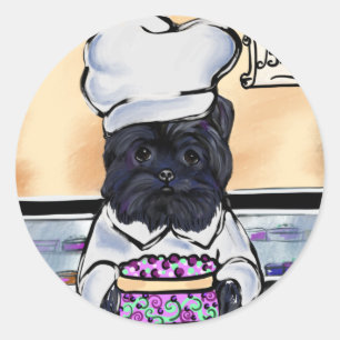Sticker Rond Cuisinier Affenpinscher