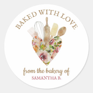 Sticker Rond Cuisinier de l'amour élégant Vacances rustiques