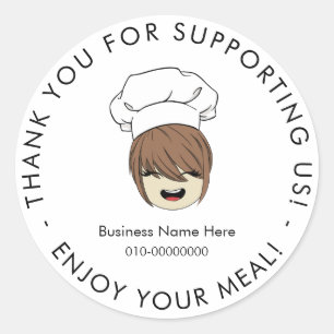 Sticker Rond Cuisinier Mignon Merci Commande Alimentaire Entrep