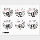 Sticker Rond Cuisinier motif mixte crevette cuisinier (Feuille)