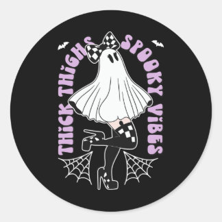 Sticker Rond Cuisse Vibes Éffrayantes Cute Ghost Halloween chau
