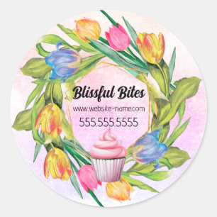 Sticker Rond Cuisson à gâteau pour tulipes de printemps