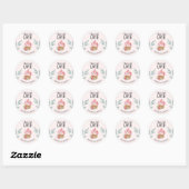 Sticker Rond Cuisson customisée Aquarelle rose Fleur Cupcake (Feuille)