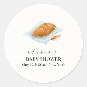Sticker Rond Cuisson Rustique Dans Le Baby shower Du Four