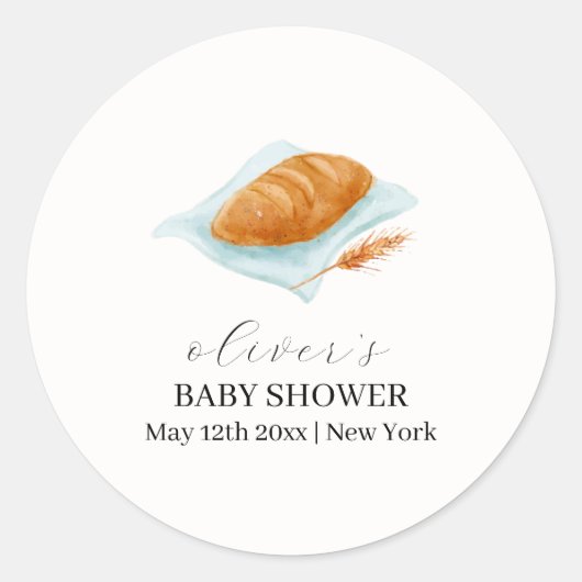 Sticker Rond Cuisson Rustique Dans Le Baby shower Du Four (Devant)