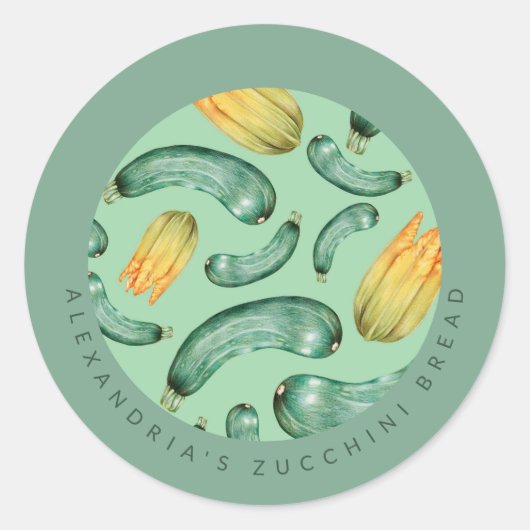 Sticker Rond Cuisson | Votre Nom | Pain de Courgette (Devant)