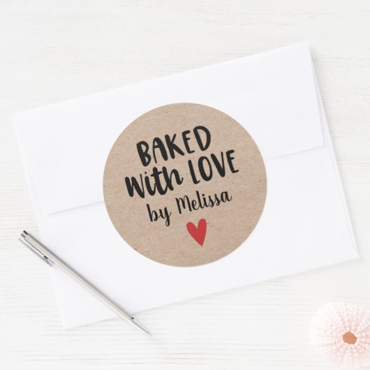 Sticker Rond Cuit avec amour (Enveloppe)