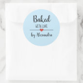 Sticker Rond Cuit avec amour bleu clair nom de script (Sac)