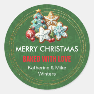 Sticker Rond Cuit Avec Amour Cookie De Noël