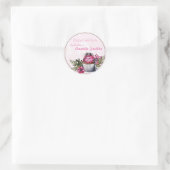 Sticker Rond Cuit Avec Amour / Cupcake/ Personnalisé (Sac)