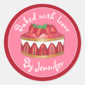 Sticker Rond Cuit avec amour Fraisier Fraisier Fraise maison Gâ (Devant)