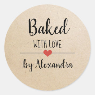 Sticker Rond Cuit avec amour kraft nom de script classique rond