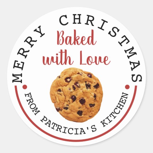 Sticker Rond Cuit Avec Amour Noël Chocolat Chip Cookies (Devant)