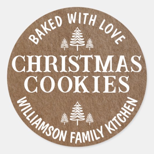 Sticker Rond Cuit avec amour Noël Cookies Papier rustique (Devant)