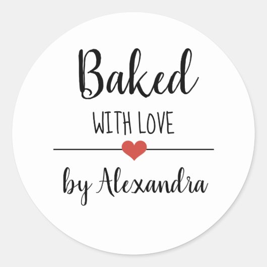 Sticker Rond Cuit avec amour nom de script blanc (Devant)