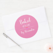 Sticker Rond Cuit avec amour nom rose (Enveloppe)