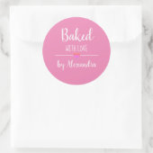 Sticker Rond Cuit avec amour nom rose (Sac)