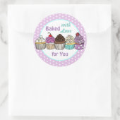 Sticker Rond Cuit avec amour pour vous | cupcake cuit à la main (Sac)