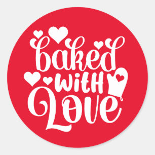 Sticker Rond Cuit Avec Amour Typographie de vacances Baking r