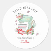 Sticker Rond Cuit avec l'aquarelle Love Cake Mixer (Devant)