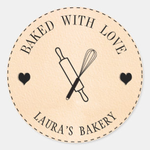 Sticker Rond Cuit avec Love Cake Rolling Pin Whisk