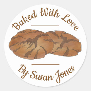Sticker Rond Cuit avec Love Ginger Snap Biscuit Cookie