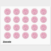 Sticker Rond Cuit avec Love Pink Kraft papier main tiré mignonn (Feuille)