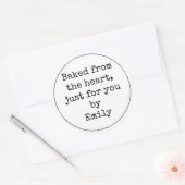 Sticker Rond Cuit du coeur par Nom Noir Blanc (Enveloppe)