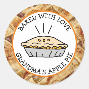 Sticker Rond Cuite avec amour, tarte à la pomme personnalisée