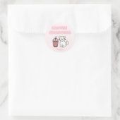 Sticker Rond Cuite Blanc Chat & Café Amusant Café Caféine Paste (Sac)