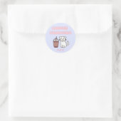 Sticker Rond Cuite Blanc Chat & Drôle Café Café Caféine Pastel (Sac)