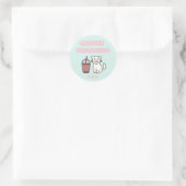 Sticker Rond Cuite Blanc Chat & Drôle Café Café Caféine Pastel (Sac)