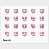 Sticker Rond Cuite Coquette Chat Rose Bow Bandanna Bubble Gum (Feuille)