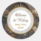 Sticker Rond Cuivre Steampunk Mariage unique (Devant)