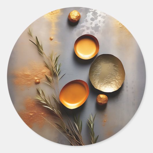 Sticker Rond Cuivre texturé et métal ocre (Devant)