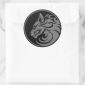 Sticker Rond Cultiver le cercle gris et le loup noir (Sac)