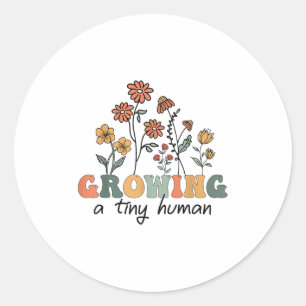 Sticker Rond Cultiver Une Minuscule Fleur Florale Humaine Tee D