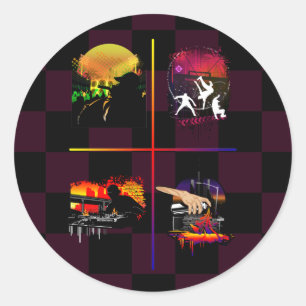 Sticker Rond Culture de rue hip hop audacieuse Damier urbain vi