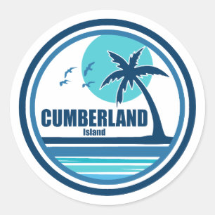 Sticker Rond Cumberland Island Georgia Palm Tree Birds