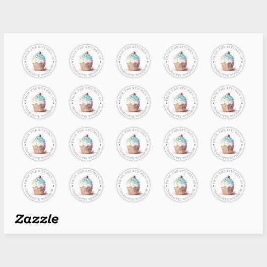 Sticker Rond Cupcake (Feuille)