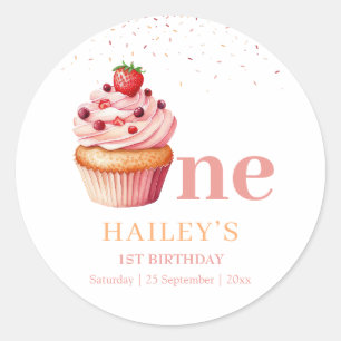 Sticker Rond Cupcake 1er Anniversaire Invitation Soins sucrés f