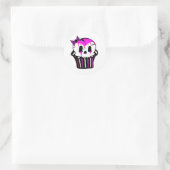 Sticker Rond cupcake à crâne violet et rose (Sac)